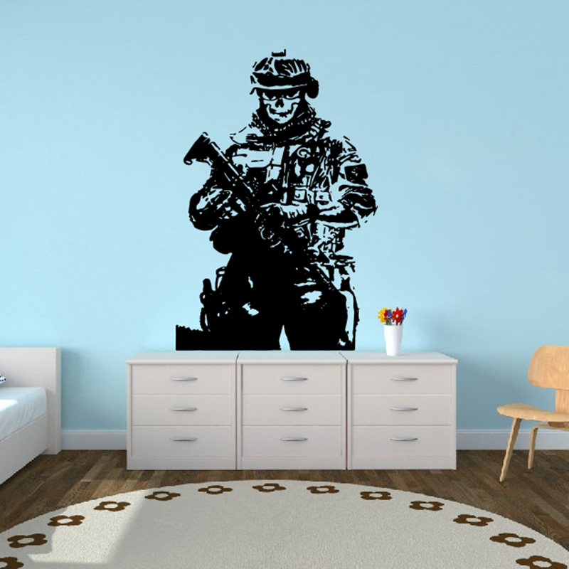 Home Decor Y2K - Solider Sniper Skull War Wall Sticker