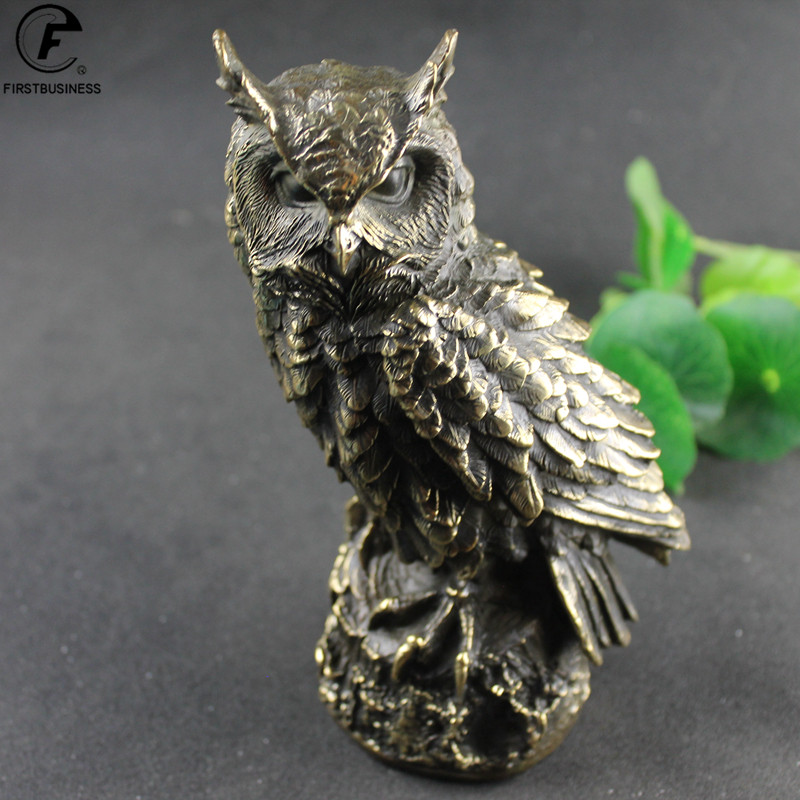 Home Decor On Sale - Antique Brass Standing Owl BIG Figurines