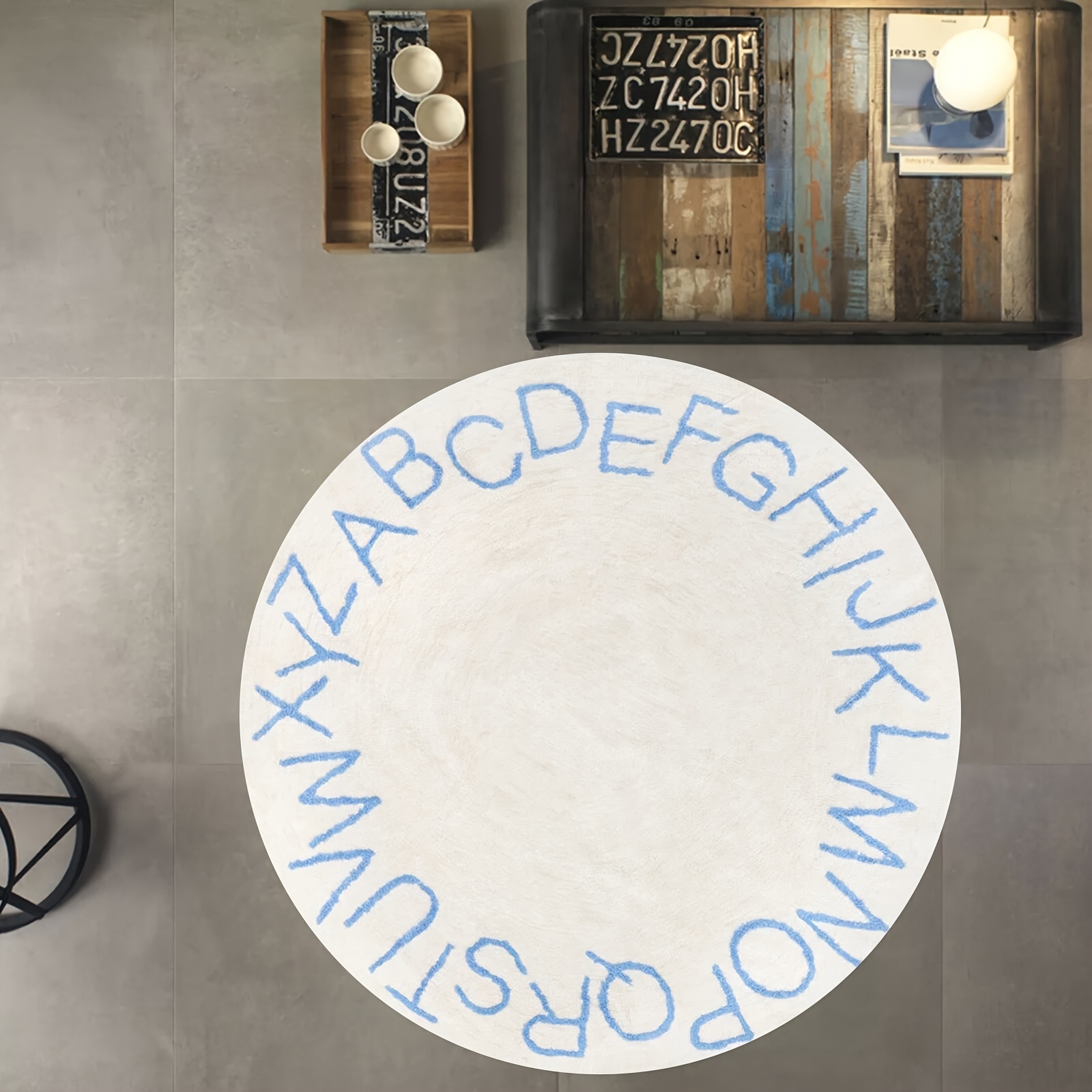 Home Decor Retail Stores - Vintage Typography Graphic Floor Carpet Durable