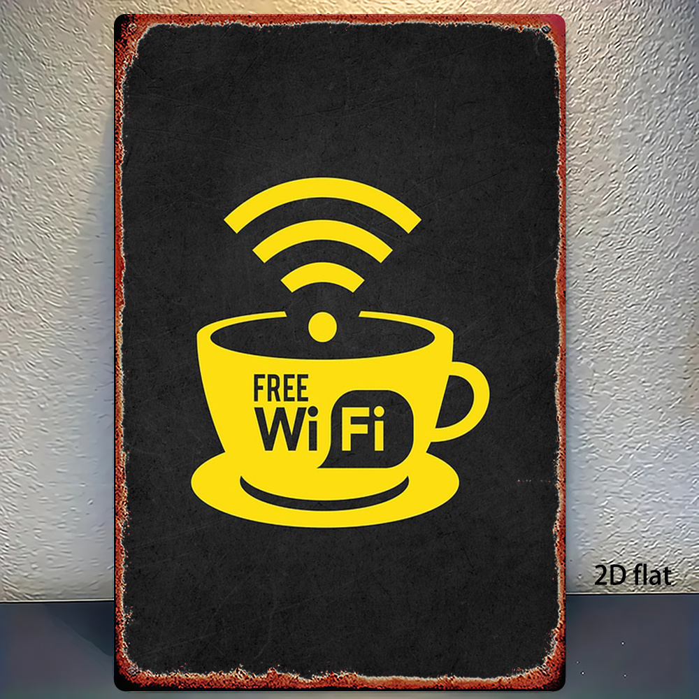 Home Decor Garden Ideas - 2D Vintage Metal Sign, WiFi Zone
