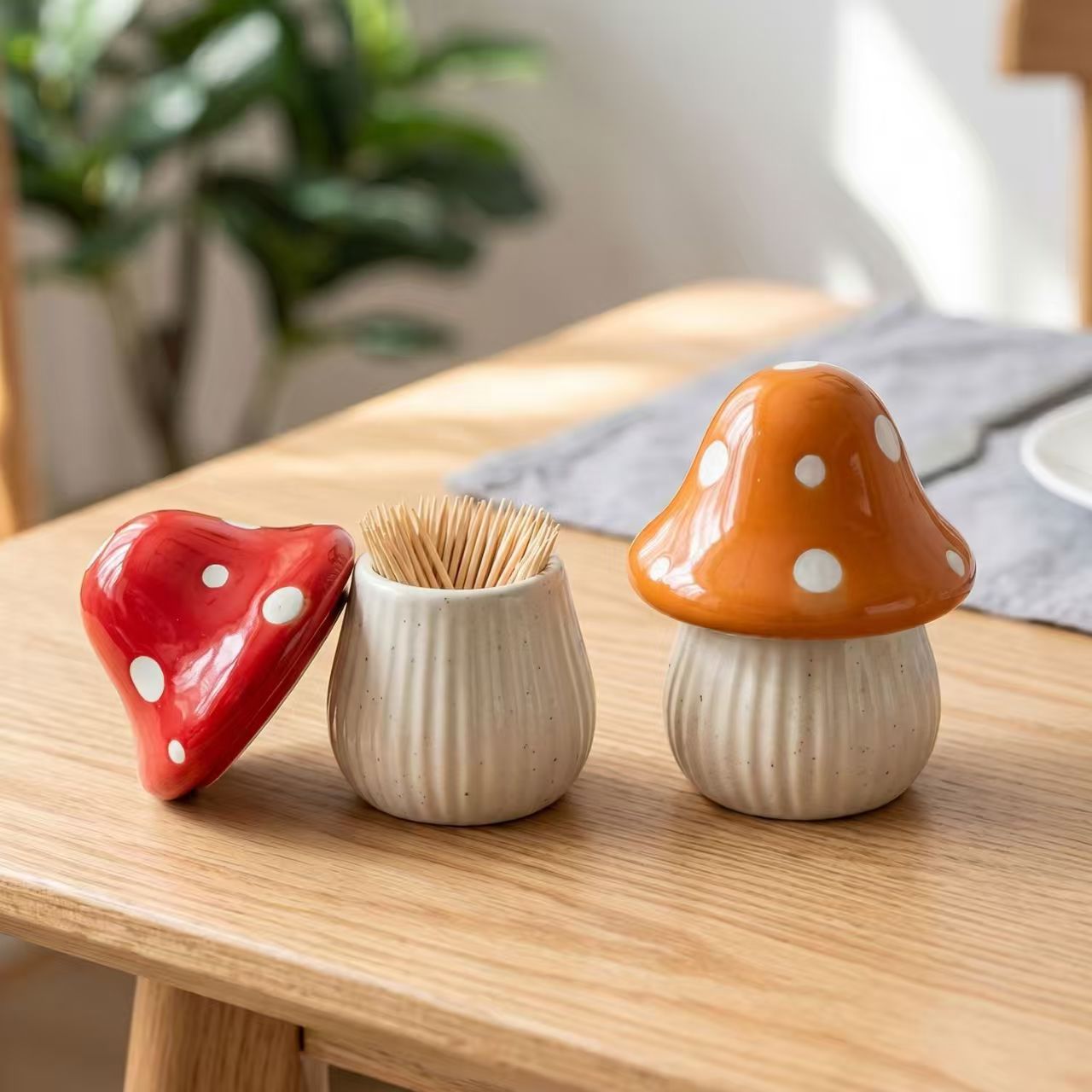 Cartoon Mushroom Ceramic Stora - Home Decor Organizer 评论和价格
