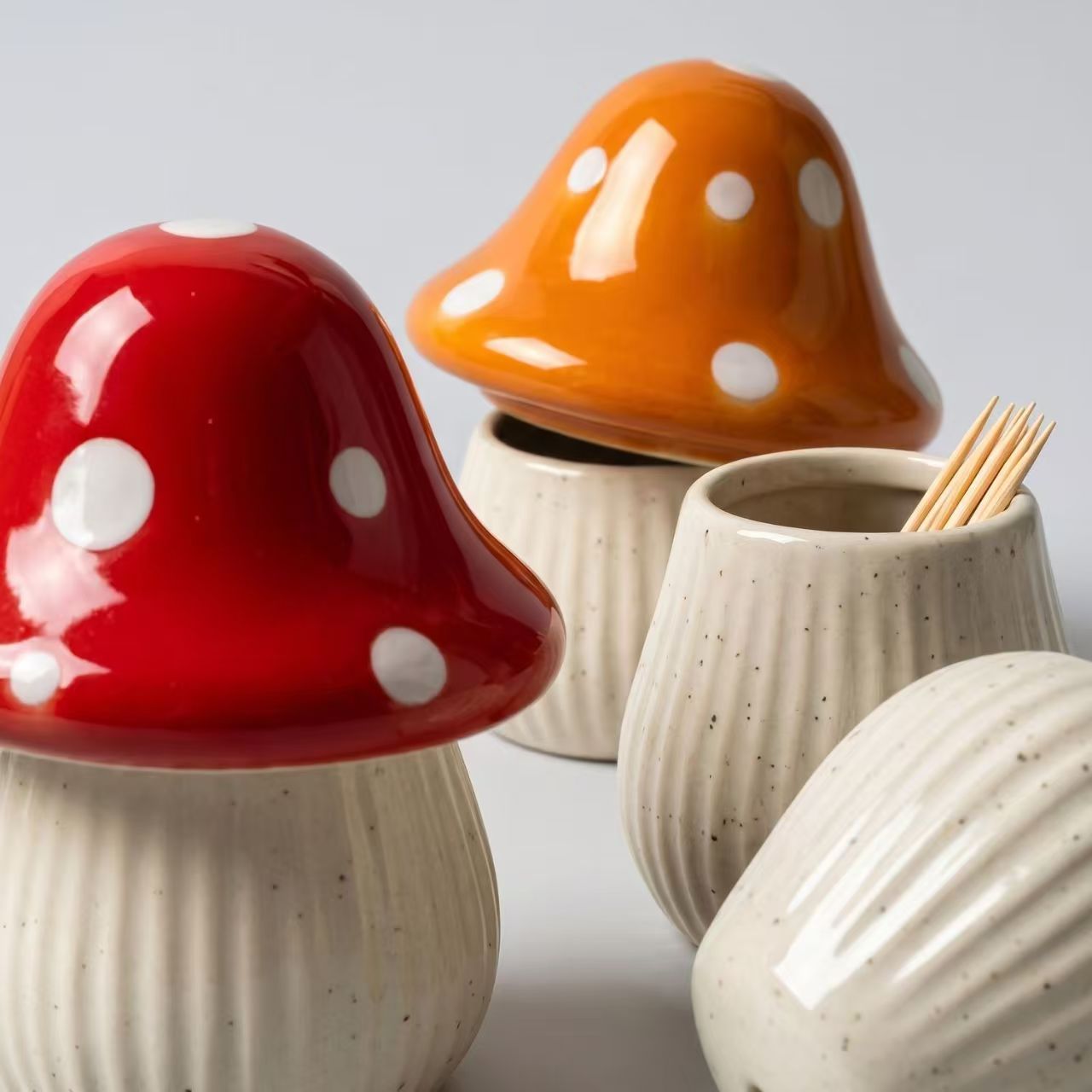 Cartoon Mushroom Ceramic Stora - Home Decor Organizer 评论和价格