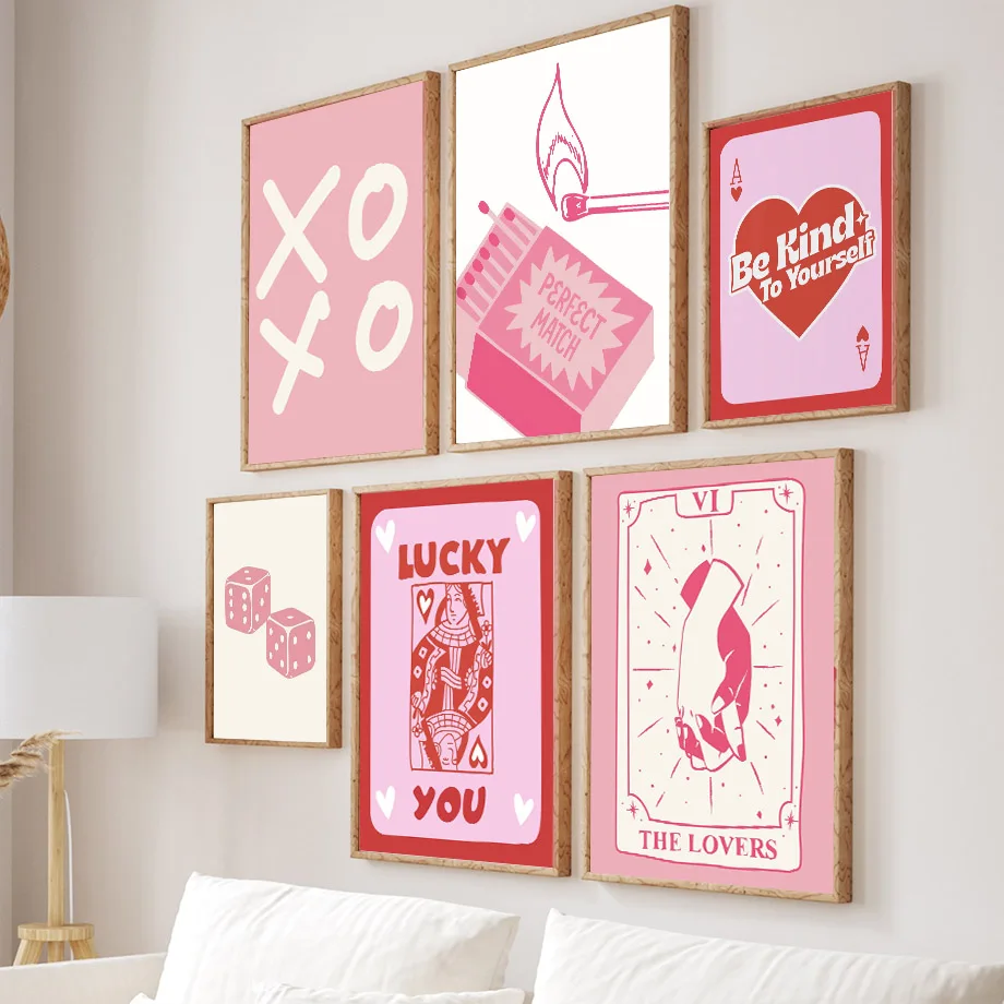 Pink Lucky Poker Queen Heart D - Home Decor Y2K 评论和价格