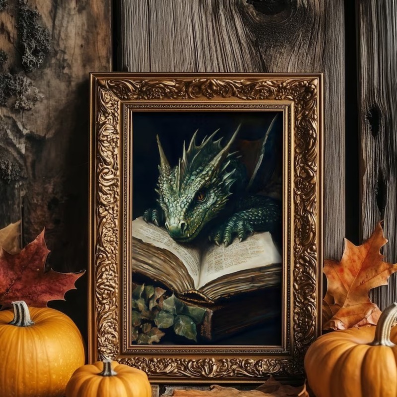 Large Dragon Reading Book Post - Home Decor Gothic 评论和价格