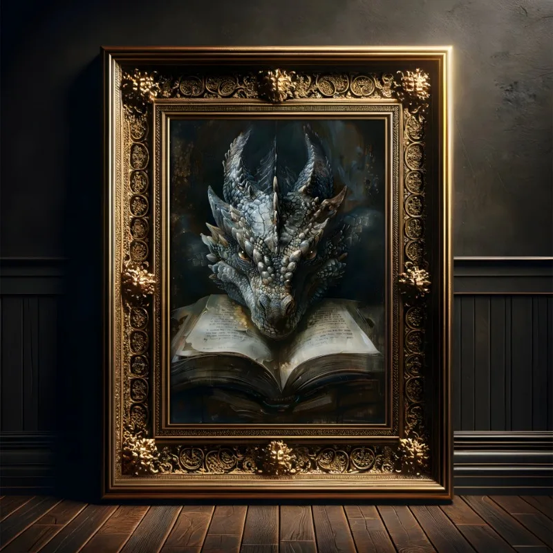 Large Dragon Reading Book Post - Home Decor Gothic 评论和价格