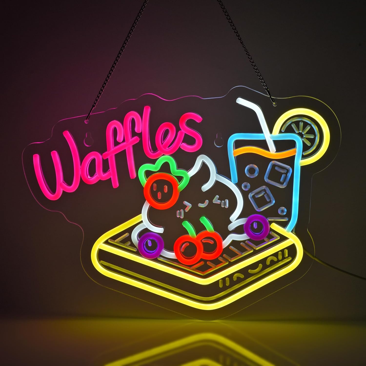 Waffles Neon Sign USB LED Neon - Home Decor Retail Stores 评论和价格