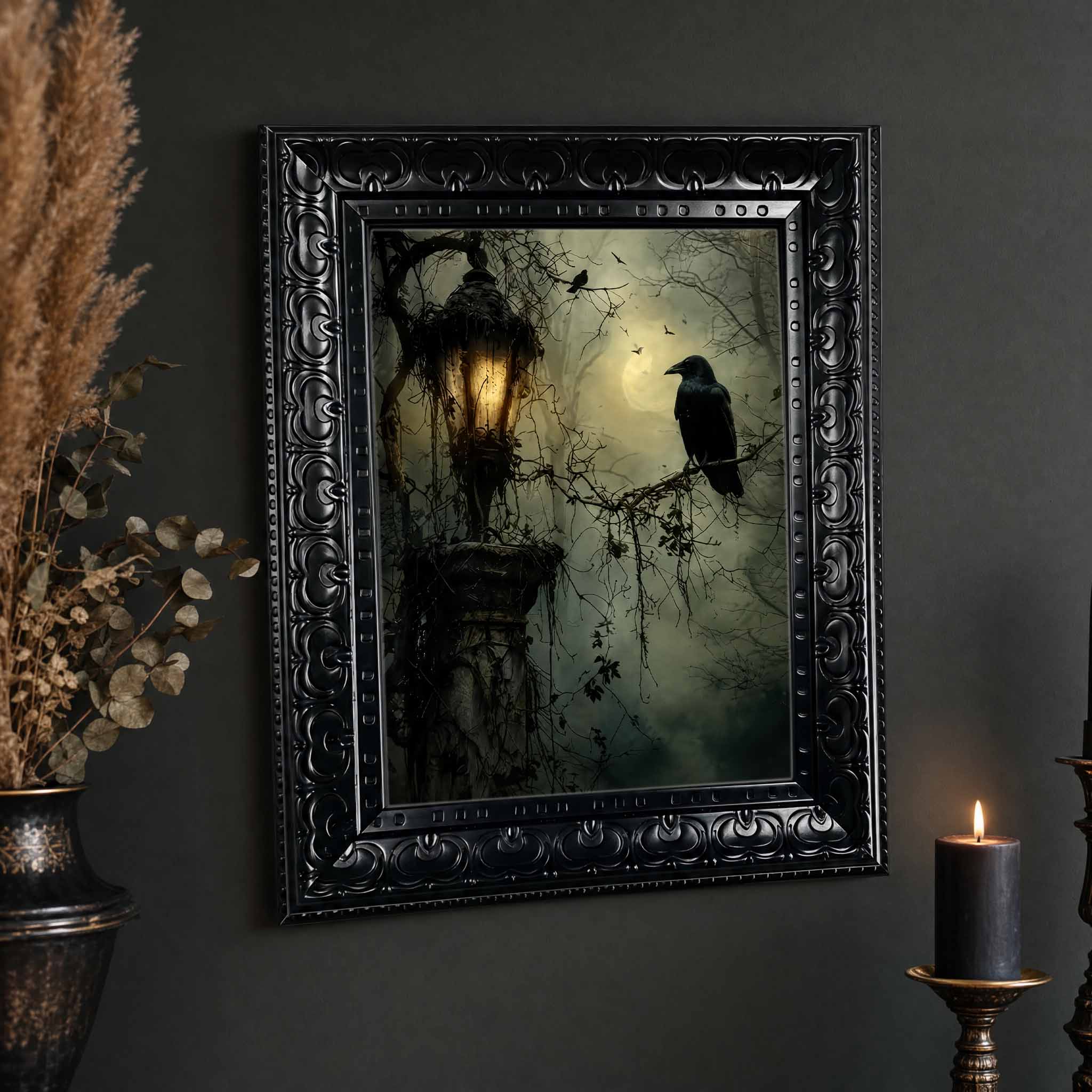 Halloween Wall Art, Framed Can - Home Decor Gothic 评论和价格
