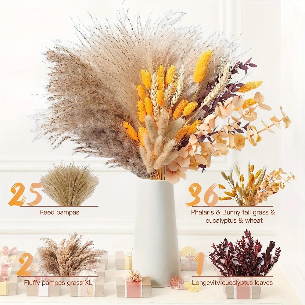 80Pieces Natural Dried Flowers - Dried Flower Bouquet 评论和价格
