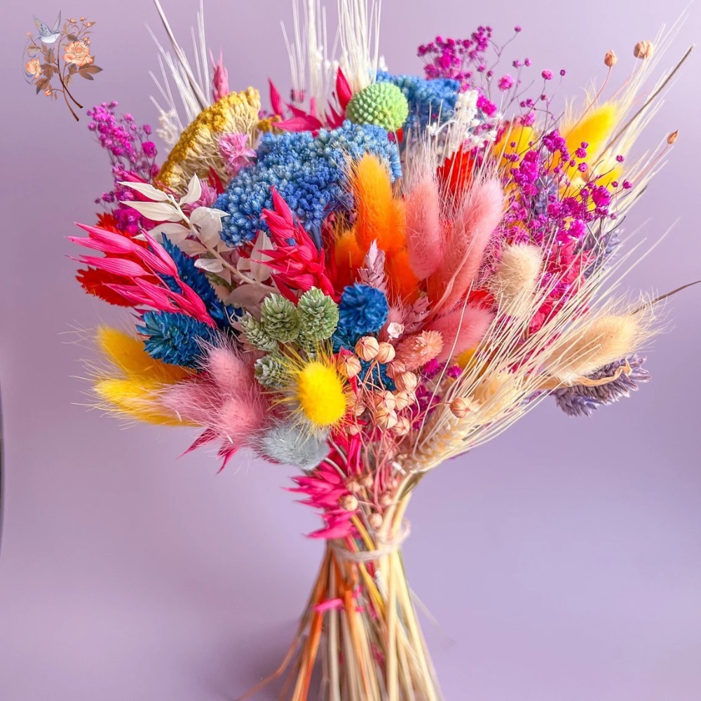 Colorful Dried Flowers Wedding - Dried Flower Bouquet 评论和价格
