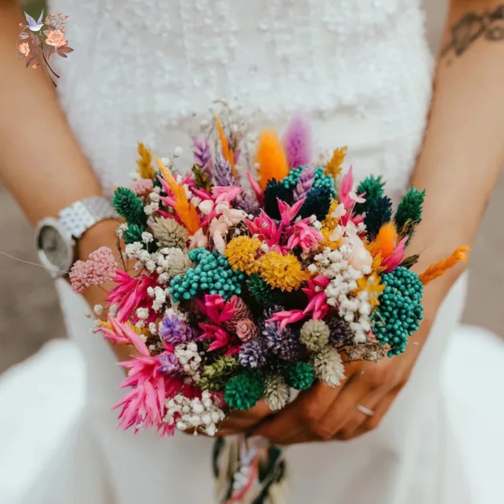Colorful Dried Flowers Wedding - Dried Flower Bouquet 评论和价格
