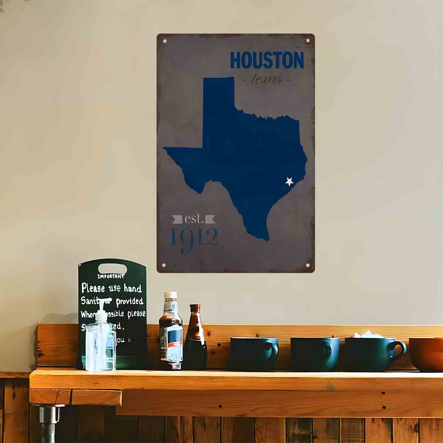 2D FLAT 1pc Houston Texas Blue - Home Decor Houston 评论和价格