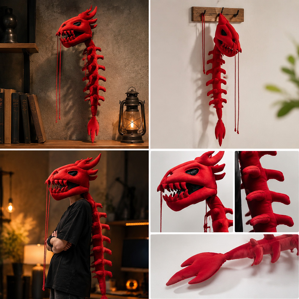 Dragon Skull Spine Plush Hood  - Home Decor Gothic 评论和价格