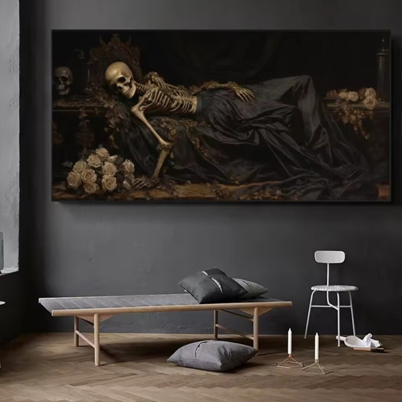 Gothic Dark Art Sleeping Skele - Home Decor Gothic 评论和价格