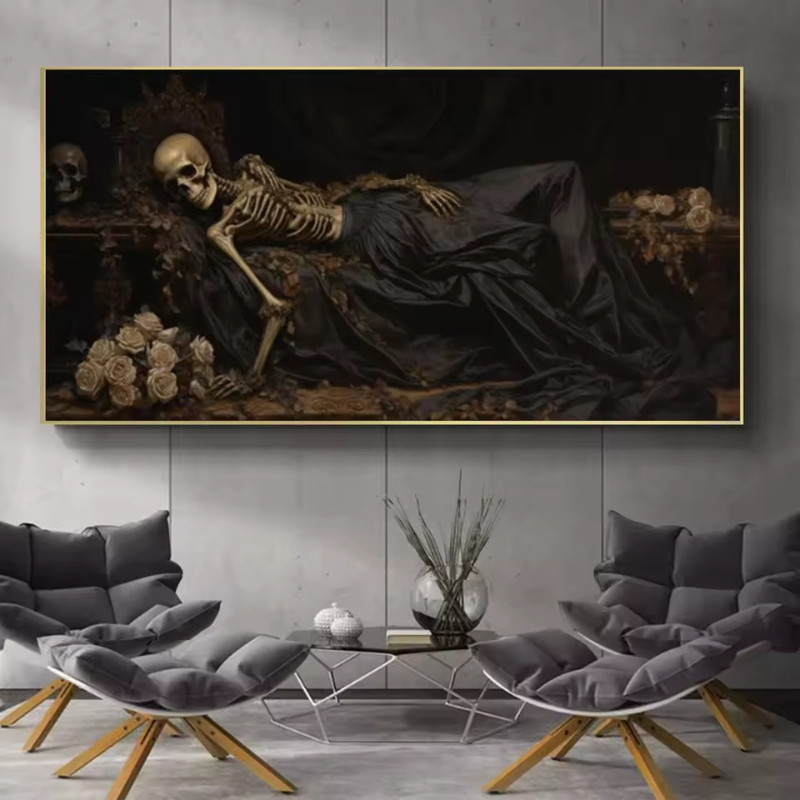 Gothic Dark Art Sleeping Skele - Home Decor Gothic 评论和价格