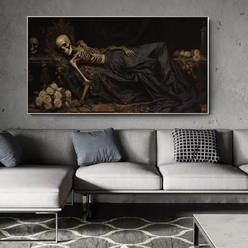 Gothic Dark Art Sleeping Skele - Home Decor Gothic 评论和价格