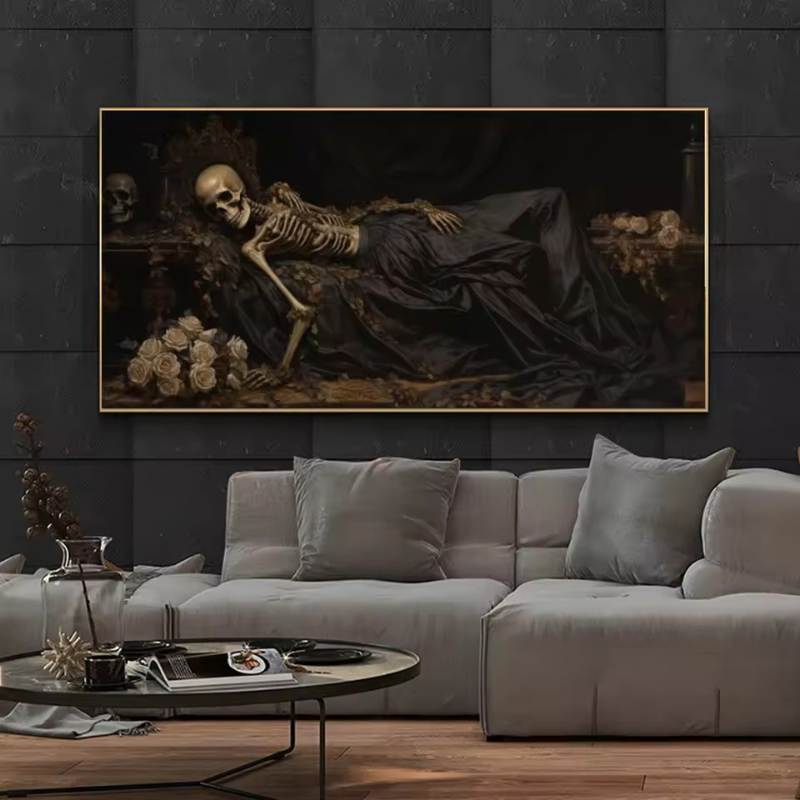 Gothic Dark Art Sleeping Skele - Home Decor Gothic 评论和价格