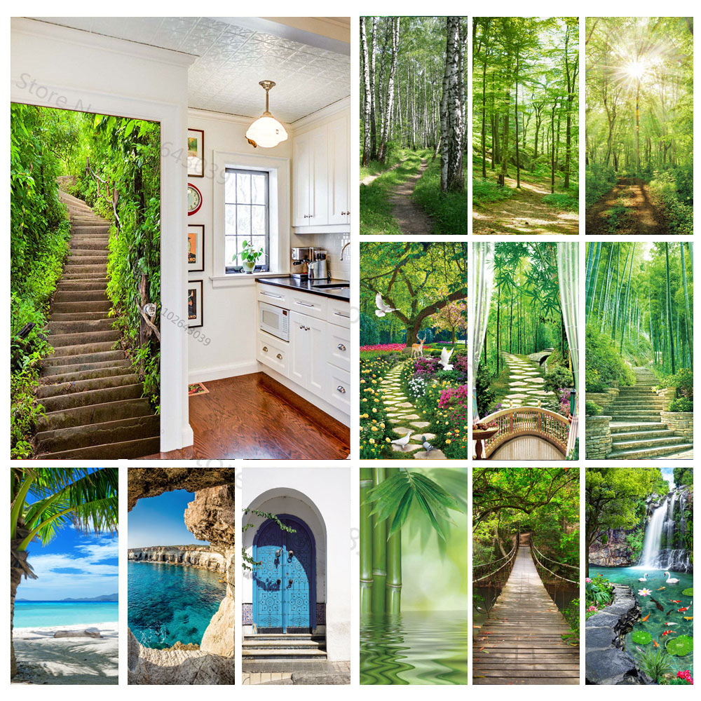 Steps Forest 3D Door Stickers  - Home Decor On Sale 评论和价格