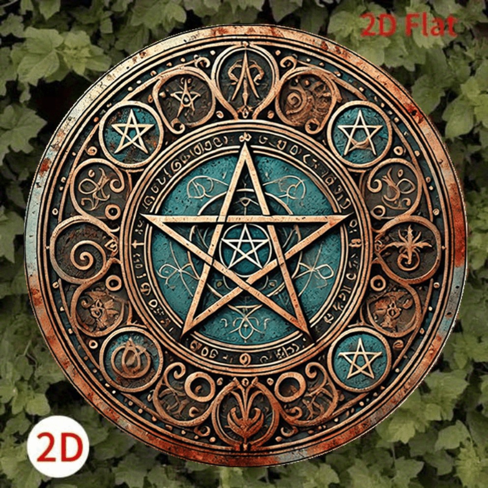 Vintage Wiccan Pentagram Metal - Home Decor Gothic 评论和价格