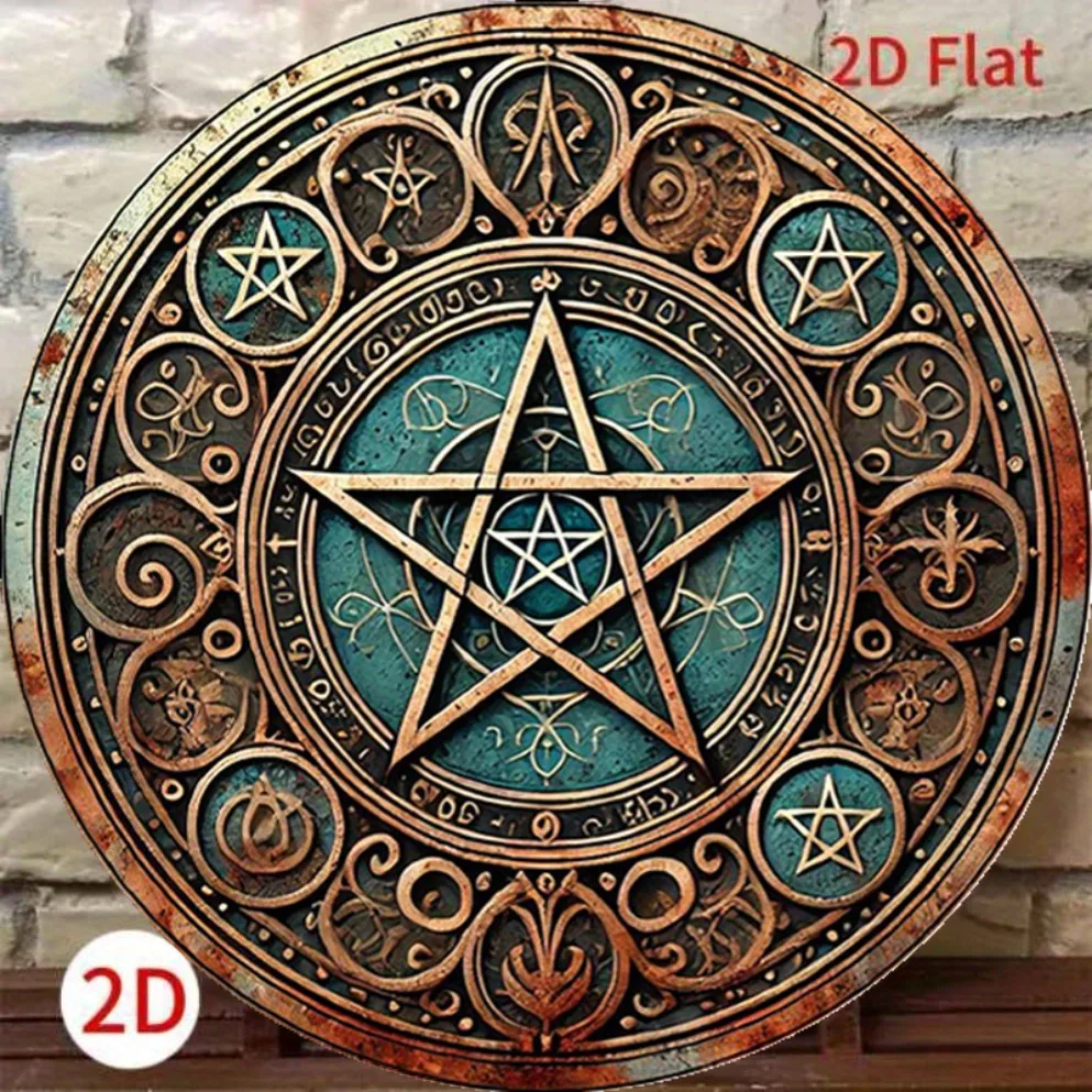 Vintage Wiccan Pentagram Metal - Home Decor Gothic 评论和价格