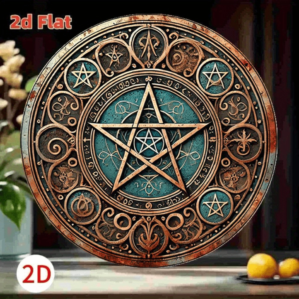 Vintage Wiccan Pentagram Metal - Home Decor Gothic 评论和价格