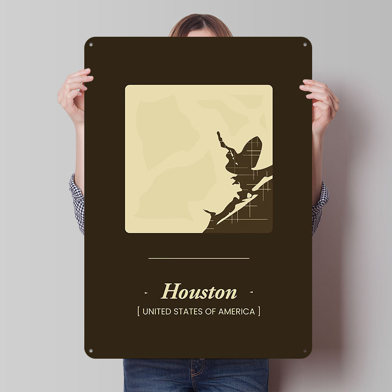 Houston City Map Tinplate Post - Home Decor Houston 评论和价格