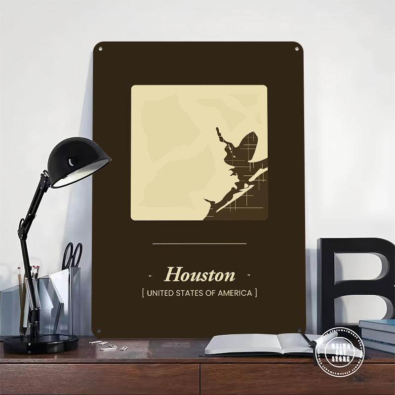 Houston City Map Tinplate Post - Home Decor Houston 评论和价格