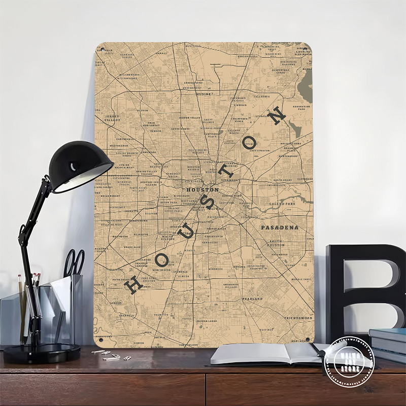 Houston Texas Metal Poster Cus - Home Decor Houston 评论和价格