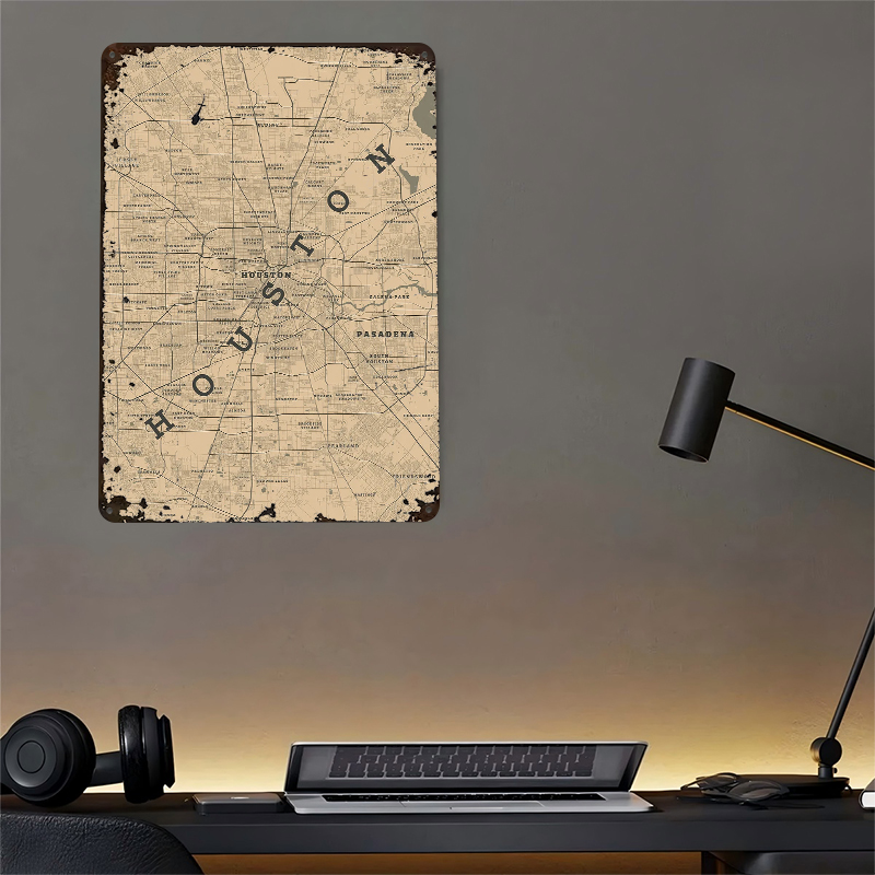 Houston Texas Metal Poster Cus - Home Decor Houston 评论和价格